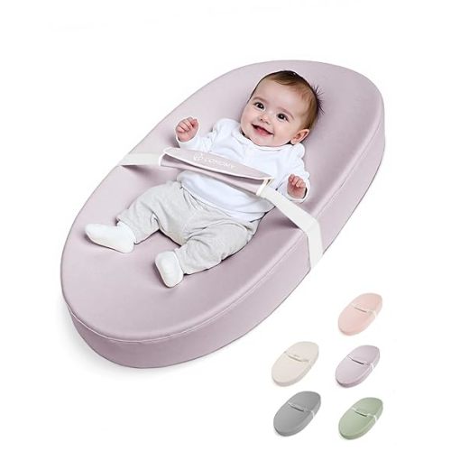 COMOMY Baby Changing Pad with Wipeable & Waterproof PU Cover, Contoured Diaper Changing Pad for Dresser with Non-Slip Safety Belt, Portable and Lightweight, Large Cushioned Foam, Lavender