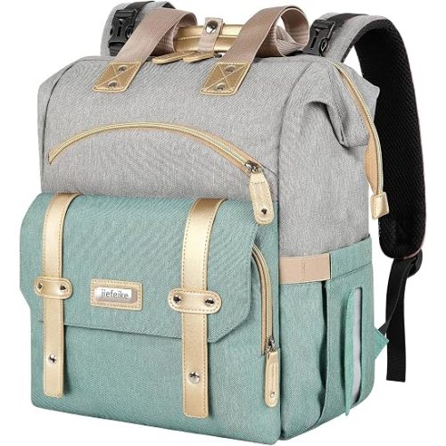 Jiefeike Diaper Bag Backpack,Dad Mom Travel Backpack Diaper Bag for Baby Boys Girls,Insulated Pockets Portable Baby Nappy Bags RFID Anti-Theft Water-Resistant Pocket Stroller