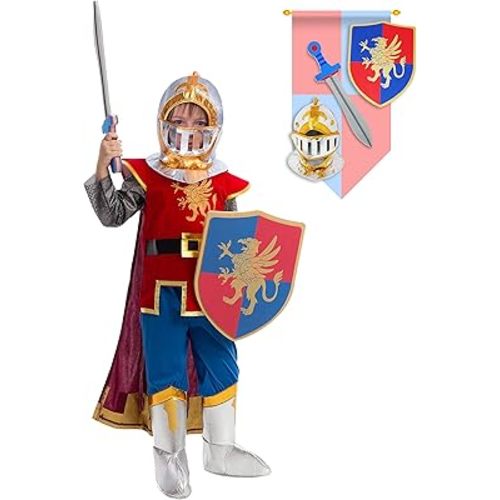 SPOOKTACULAR CREATIONS Kids Medieval Knight Costume, Boys Renaissance Knight Costume for Toddler Halloween RolePlay Party