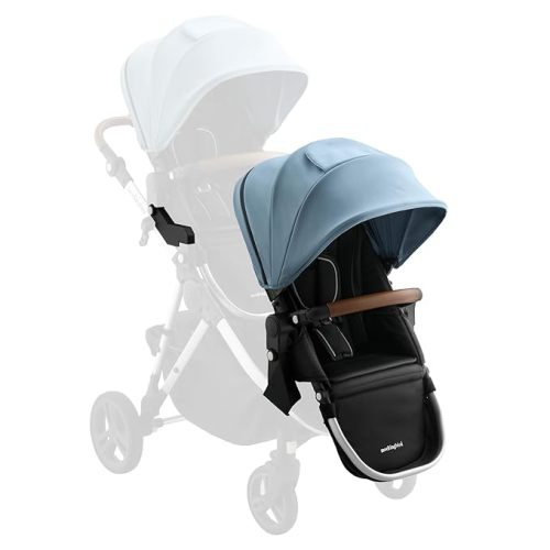 Mockingbird 2nd Seat Kit 3.0 - Compatible with Mockingbird Single-to-Double Strollers - Seat Expansion - Includes Expansion Adapters - Stone Blue