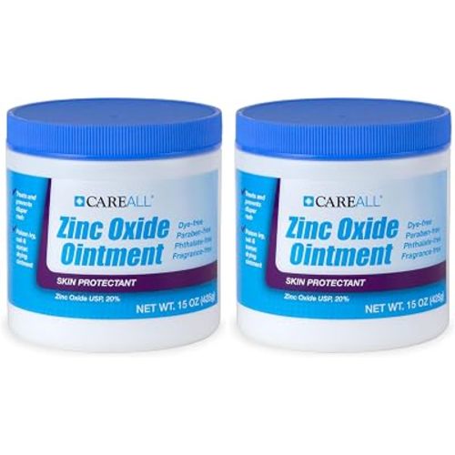 CareAll Zinc Oxide 20% Skin Protectant Barrier Ointment 15 oz., Provides Relief, Prevention and Treatment for Chafing due to Diaper Rash. Helps Seal Out Wetness. Non-Nano. (Pack of 2)