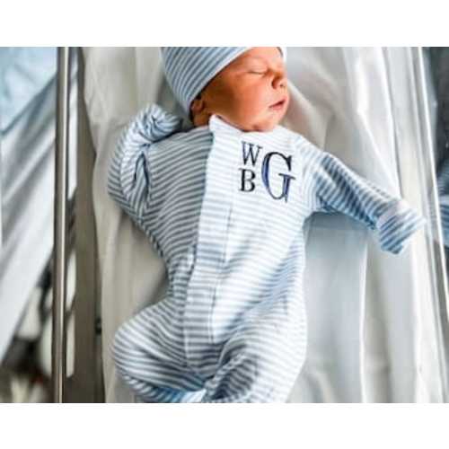 Baby Boy Coming Home Outfit, Monogrammed Footie, Personalized Baby Gift, Monogrammed Sleeper, Pima Cotton, Newborn Pictures, Shower Gift - Etsy
