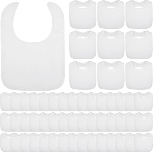 Toulite 30 Pcs White Bibs for Baby Washable Reusable Waterproof Cotton Feeder Bibs with Double Sided Design