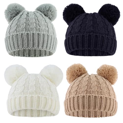 Yuoahcn Baby Girl Beanie Winter Baby Boy Hat with Pom pom Warm Infant Knitted Hats Toddler Kid Beanies