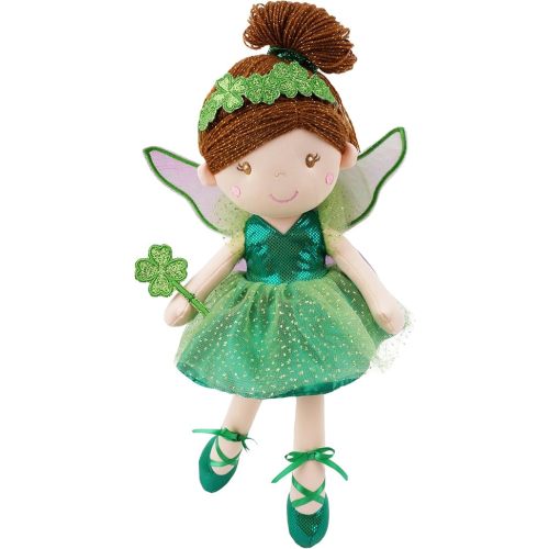 June Garden 16" Enchanted Garden Fairy Penny The Lucky One - Plush Stuffed Soft Doll Girl Gift - Green Outfit and Wings