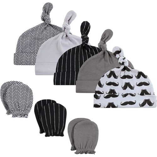 Hudson Baby Unisex Baby Cotton Cap and Scratch Mitten Set