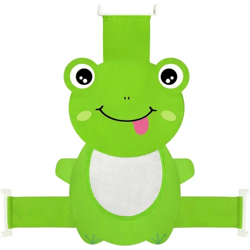 Baby Bath Seat Support Net, Quick Drying, Adjustable, Comfortable, Non-Slip, Infant Bathtub Sling Shower Mesh for a Tub, Soft Newborn Bath Mat (Green Frog)