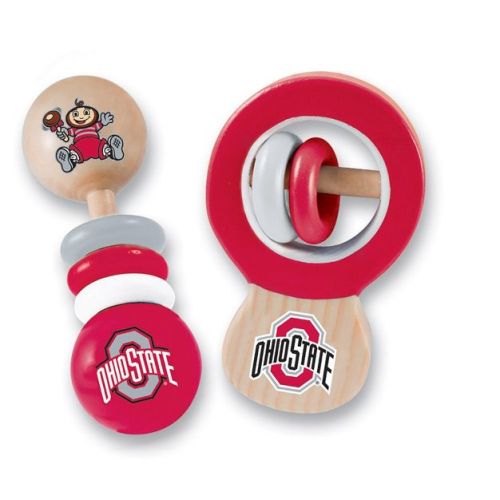 BabyFanatic Wood Rattle 2 Pack - NCAA Ohio State Buckeyes Baby Toy Set