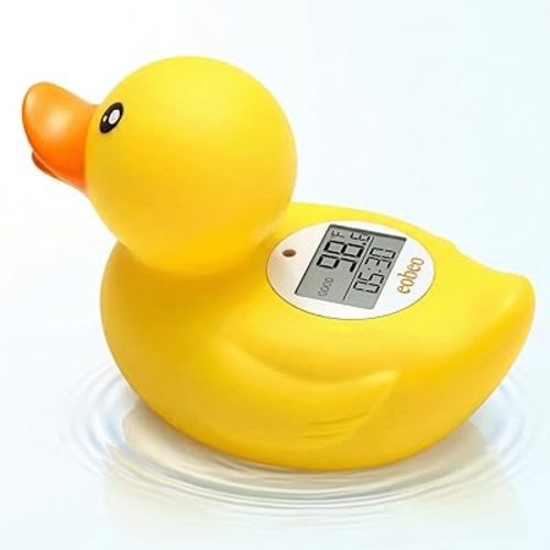 Baby Bath Thermometer with Smart Temperature Alert, Accurate Digital Water Thermometer for Baby, Floating Duck Bath Toy with Timer, LED & Sound Alarm, BPA-Free, Waterproof Infant Bath Thermometer