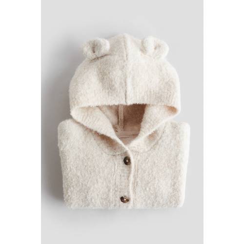 HOODED BOUCLÉ-KNIT CARDIGAN