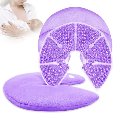 Hot Cold Gel Bead Breast Therapy Pack,Breast Ice Packs for Breastfeeding,Relief for Breastfeeding,Nursing Pain, Mastitis,Engorgement,Plugged Ducts, Boost Milk Let-Down & Production (#42 Purple)