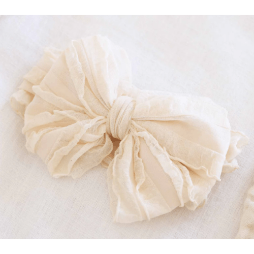 Large Ruffle Knit Bow | Pinks - Nude