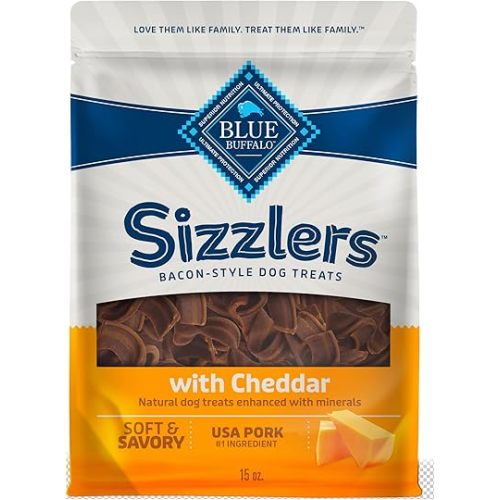 Blue Buffalo Sizzlers Bacon-Style Dog Treats with Real USA Pork, Cheddar Flavor, 15-oz Bag