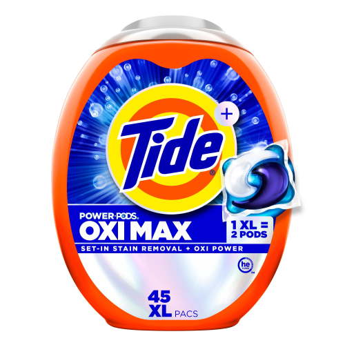 Tide Oxi Max Power PODS Laundry Detergent Pods, 45 Count, Stain Remover Plus Oxi Power, TIDE TD PWR PDS OXMX 45CT - Walmart.ca