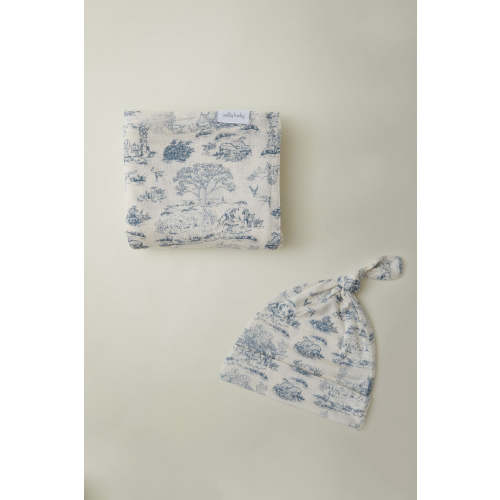 Bleu Toile Swaddle + Hat Set