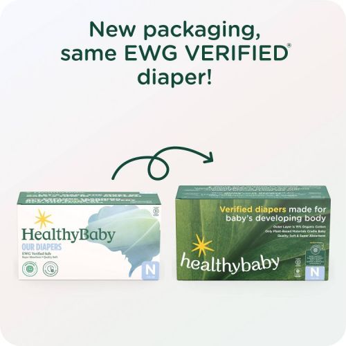 HealthyBaby Certified Safe Organic Cotton Enhanced Diapers - Size N - 64ct