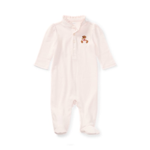 Embroidered Polo Bear Footed Coverall