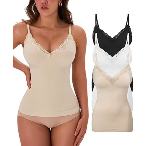 EUYZOU Womens Tummy Control Shapewear Tank Tops Seamless V-Neck Compression Tank Tops Body Shaper Camisole