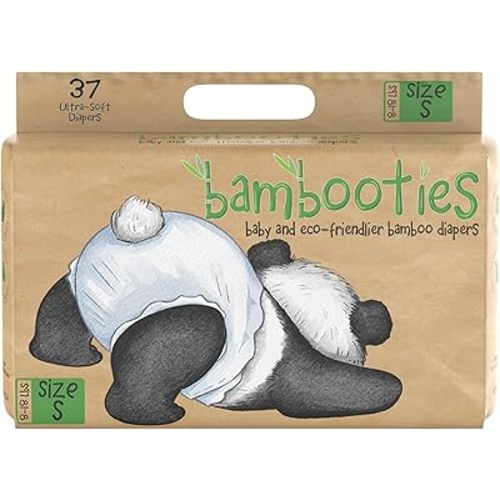 Bamboo Baby Diapers, Totally Chlorine Free for Sensitive Skin for Newborns to XXL. Hypoallergenic & Non Toxic Eco Friendlier Plant-Based Materials. TCF Small Size 1 to 2 (37 ct)