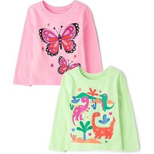 The Children's Place baby-girls And Toddler Unicorns,butterflies,trends Long Sleeve Graphic T-shirts,2 Pack