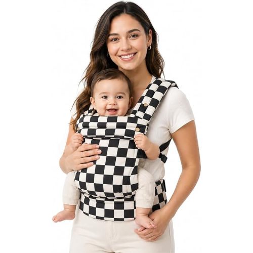 Baby Carrier Newborn to Toddler, Ergonomic Infant Carrier with Head & Neck Support, Adjustable Hands Free Baby Carrier, Front & Inward Facing Soft Lightweight Carrier for 0-36 Months (Ebony Check)