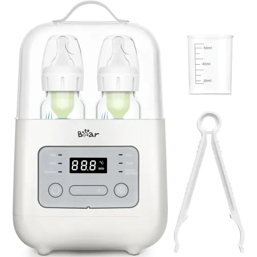Bear Bottle Warmer, Baby Double Bottles Heater Breastmilk Food Warmer for New Born Twins, with Temp Control 24H Water Bath Warming, Fast Heating Steaming Thaw Multifunctional