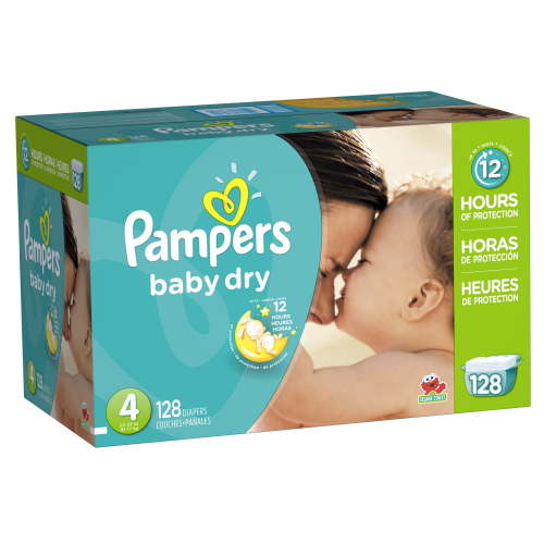 Pampers Baby Dry Diapers, Size 4, 128 Count, Extra Protection, Hypoallergenic, Leakproof, Dermatologically Tested