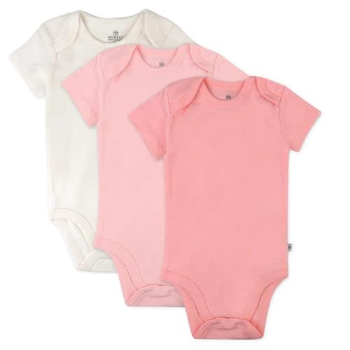 HonestBaby unisex-baby 3-pack Short Sleeve Bodysuits One-piece 100% Organic Cotton for Infant Baby Boys, Girls, Unisex
