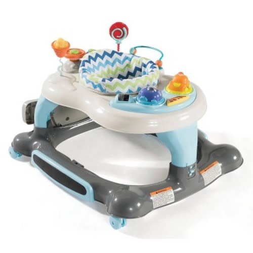 Storkcraft 3-in-1 Activity Walker and Rocker with Jumping Board and Feeding Tray - Blue: Adjustable Height, Snack Tray, Padded Seat, Lights