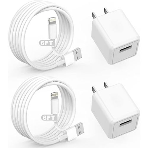 iPhone Charger,Cube iPhone Charger Travel 2Pack 6FT Lightning Cable Cord Quick Fast Charging Cord USB Wall Chargers Travel Plug Adapter for iPhone14/13/12/11/10/X/8 Plus/XR/XS Max/7/SE/iPad,Airpods