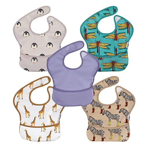 Waterproof Baby Bibs, 5 Pack Feeding Bibs for Boys Girls, Easy Clean