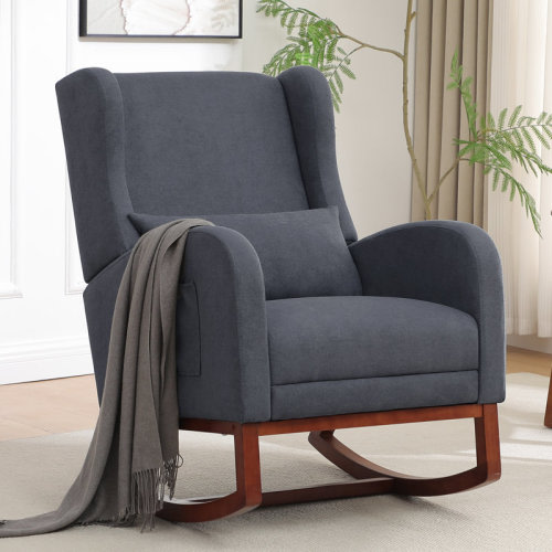 Harriet Bee Julyanna 30.1" Wide Glider Rocking Chair with Solid Wood Leg and Footrest & Reviews | Wayfair