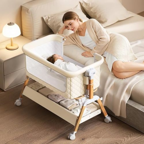 3 in 1 Baby Bassinet Bedside Sleeper,Bedside/Rocking Bassinet for Baby