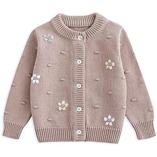 Simplee kids Baby Girl Thin Sweater Solid White Pink Cardigans for Toddler 0-3Years