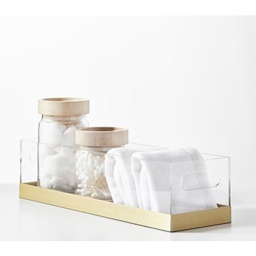 Acrylic and Metallic Changing Table Storage, Gold