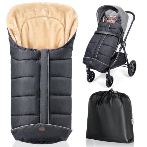 Orzbow Stroller Footmuff Universal, Weather-Proof Baby Bunting Bag, Warm | Ultra-Plush Blanket Cover with Reflective Strips, Machine Washable, Easily Attaches to Most Strollers, Baby Winter Essentials