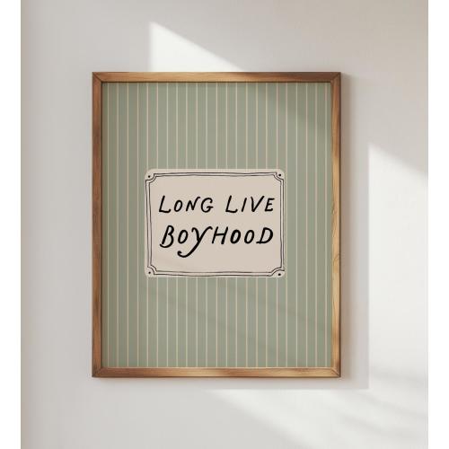 Long Live Boyhood Print | Vintage Nursery Wall Art for Boys Room