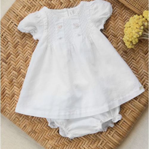 Outfit short - White Linen Embrodery flowery girl | Tartine et Chocolat