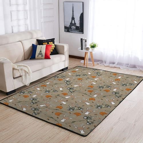 Boys Kids Hunting Nursery Area Rug for Baby Boy Camouflage Deer Hunting Kids Floor Mats for Bedroom Playroom Classroom Living Room Decor Animal Hunt Hunter Throw Carpet Playmat Brown 36x60inch