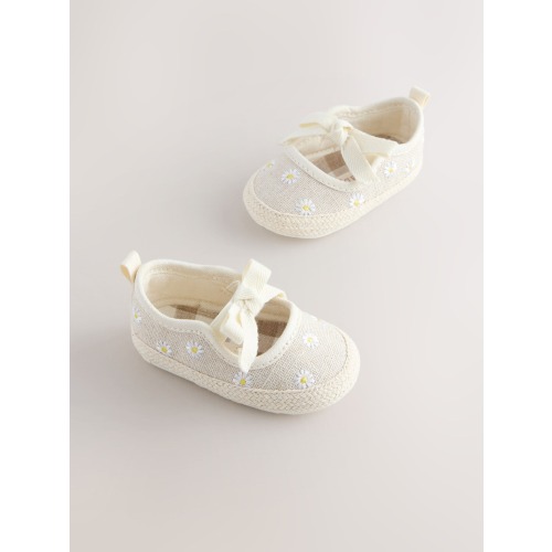 Neutral Daisy Espadrille Baby Shoes (0-18mths)