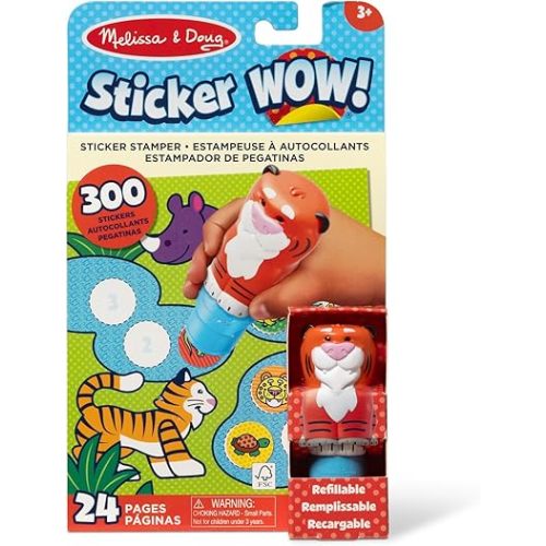 Melissa & Doug Sticker Wow!™ 24-Page Activity Pad and Sticker Stamper, 300 Stickers, Arts and Crafts Fidget Toy Collectible Character – Sea Turtle - for Kids Ages 3+ - FSC Certified