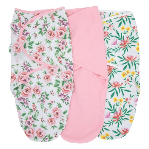 Baby Swaddles for Newborn Baby Girl | Adjustable Sleep Sack 3 Pack | Floral & Pink by Baobaby