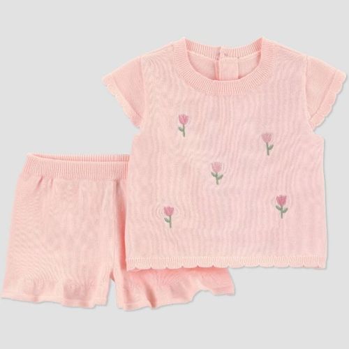 Carter's Just One You® Baby Girls' 2pc Tulip Sweater Shorts Set - Pink 18M