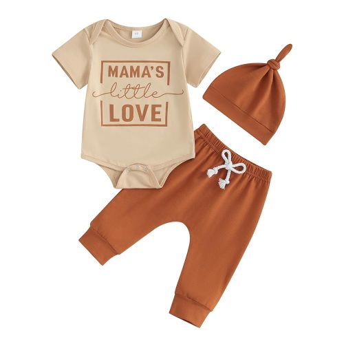 FIOMVA Newborn Baby Clothes Boy Funny Letter Short Sleeve Onesie Romper+Long Pants Set Infant Summer Outfits