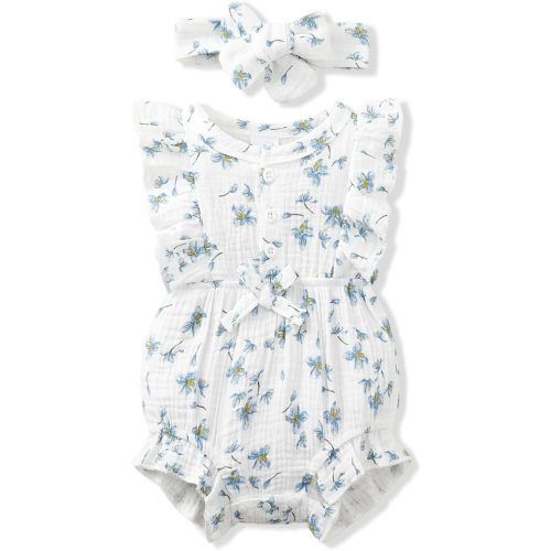 Renotemy Newborn Infant Baby Girl Clothes Rompers Summer Jumpsuits Short Sleeve Romper Infant Baby Clothes Girl