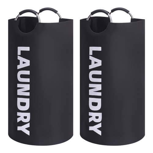 VEGCOO 2 PCS 90L Large Laundry Basket, Foldable Laundry Bag, Foldable Laundry Basket, Foldable Laundry Bucket, Suitable for Laundry, Dormitory, Home (Black)