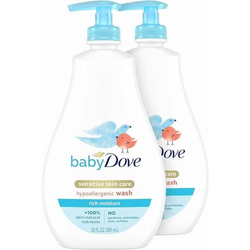 Baby Dove Sensitive Skin Care Baby Wash For Baby Bath Time Rich Moisture Tear-Free and Hypoallergenic, 20 oz (Packaging May Vary) (Pack of 2)