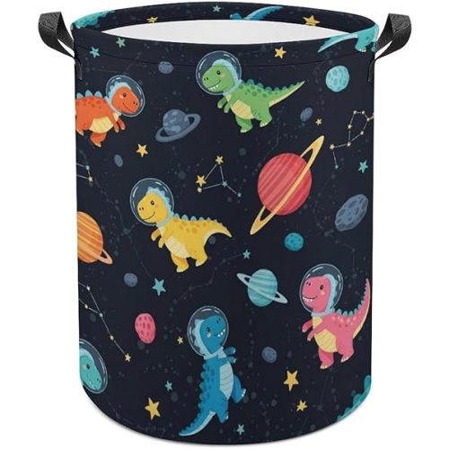 Space Dinosaur Laundry Basket Dinosaur Decor Boys Hamper Clothes Hamper Toy Storage Bin for Kids Bedroom Bathroom