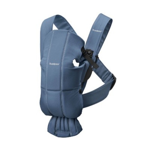 BabyBjorn Baby Carrier Mini Woven - 0-12 Months - Vintage Indigo: Cotton, Facing-In & Facing-Out, Max Weight 24 lbs