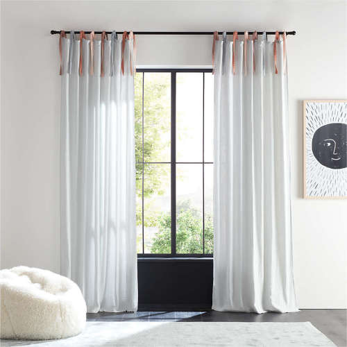84" Blue Tie Muslin Organic Cotton Curtain Panel